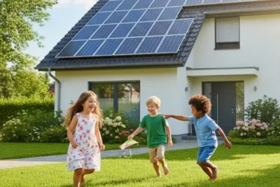 casa con paneles solares