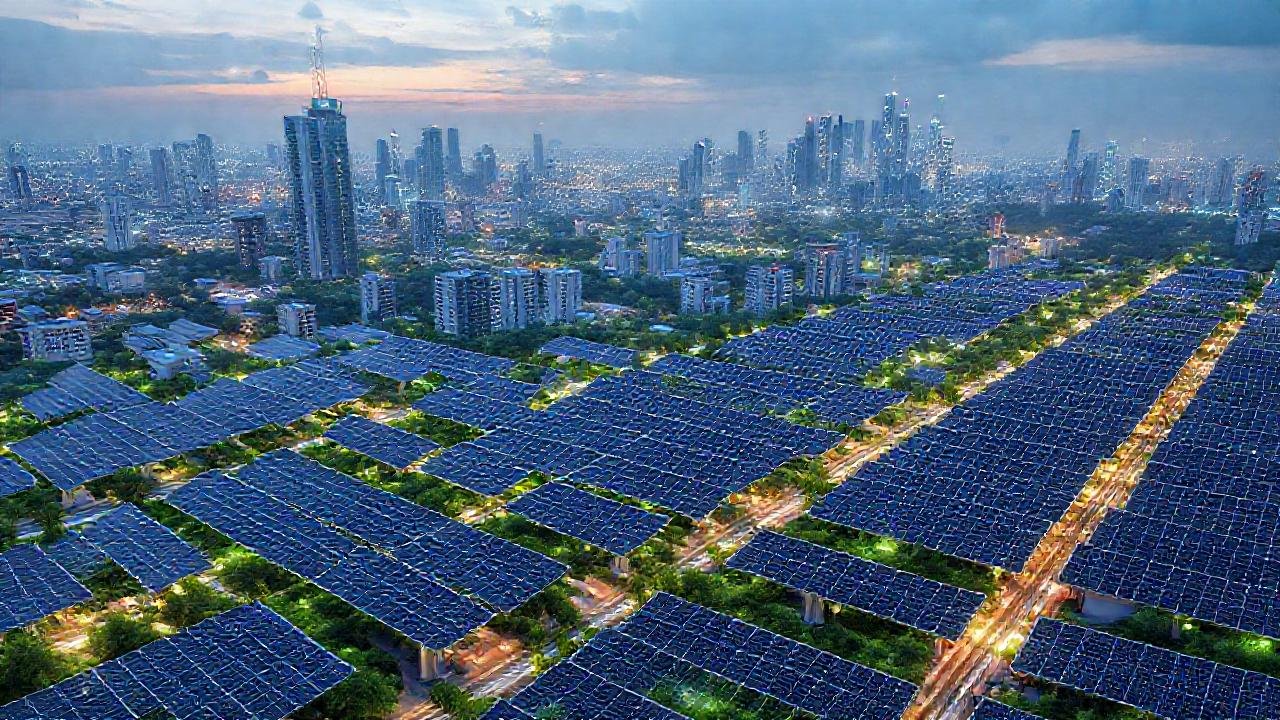 Una ciudad futurista genera energía limpia