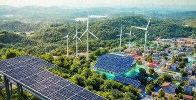 Una ciudad futurista de energía limpia