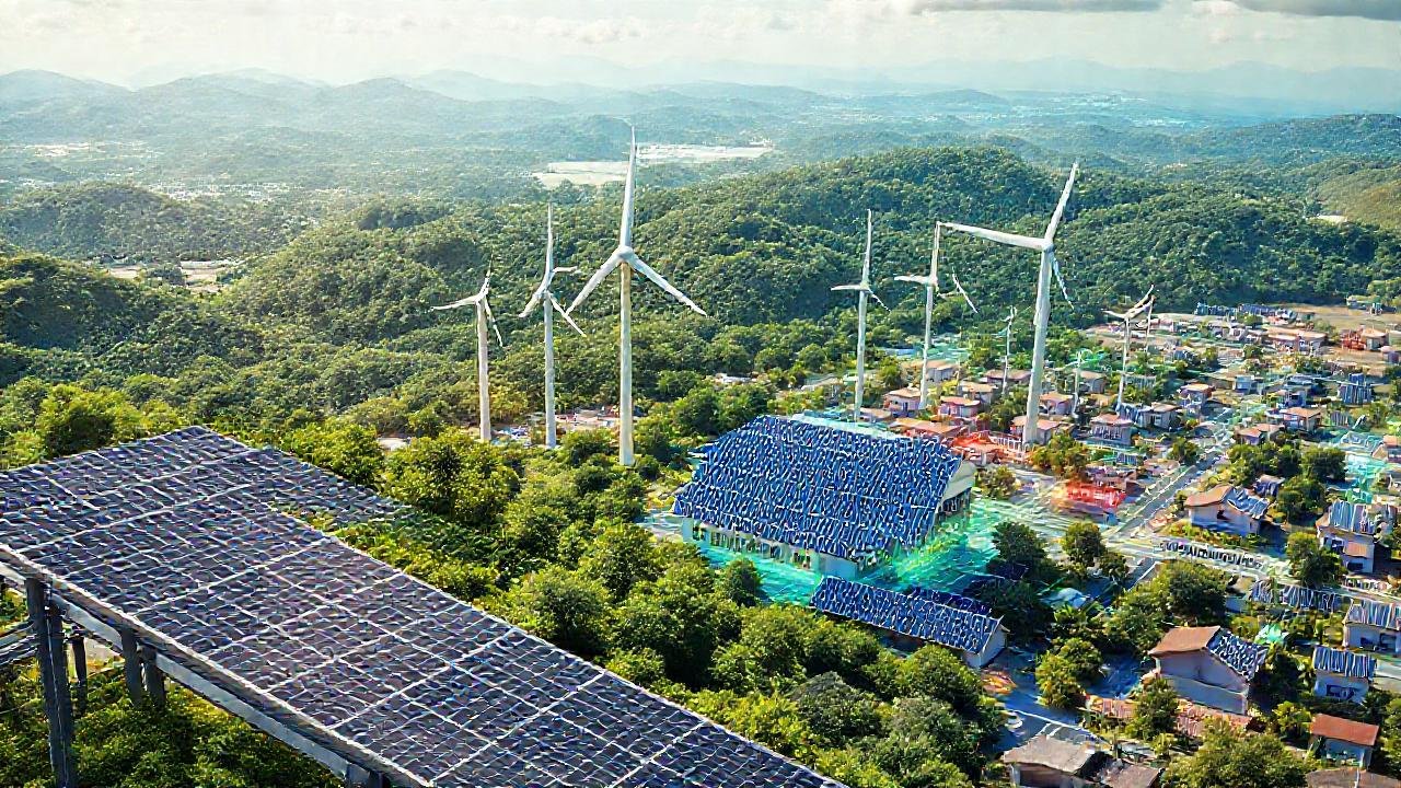 Una ciudad futurista de energía limpia