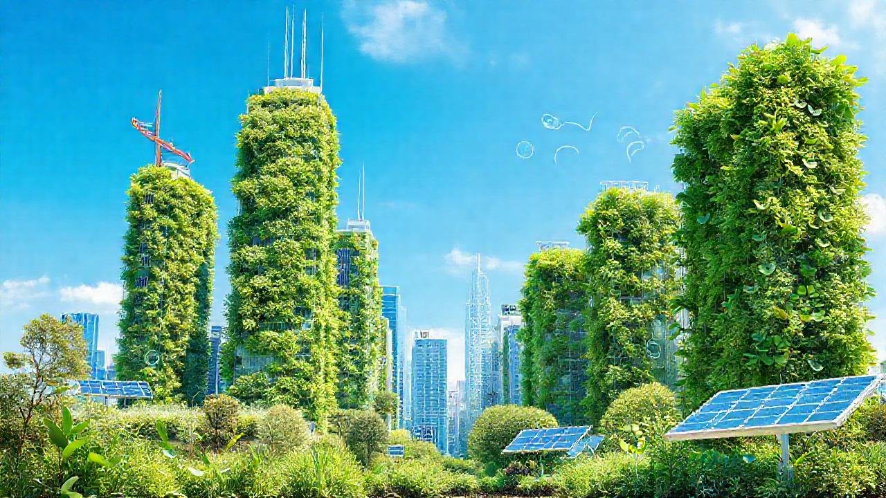 Ciudad futurista, verde y sostenible