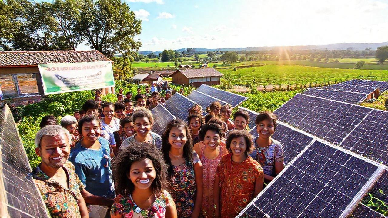 Un sol brillante alimenta una comunidad sostenible