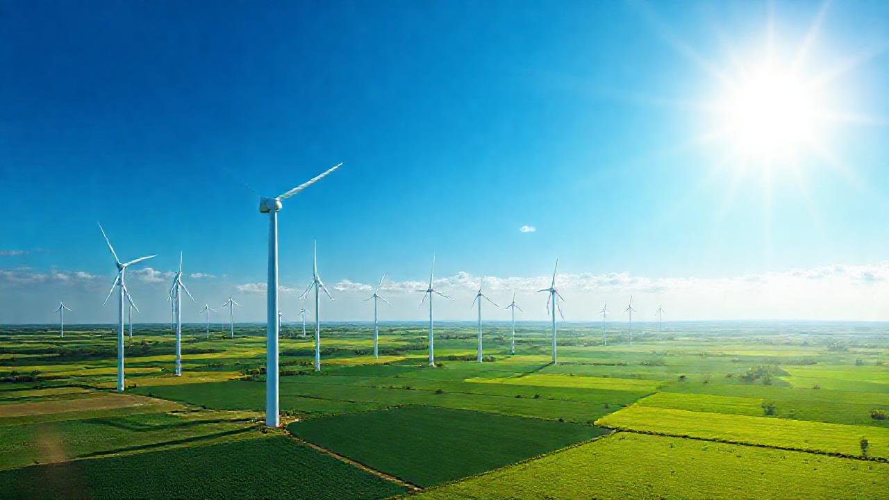 Turbinas eólicas ilustran energía moderna y limpia