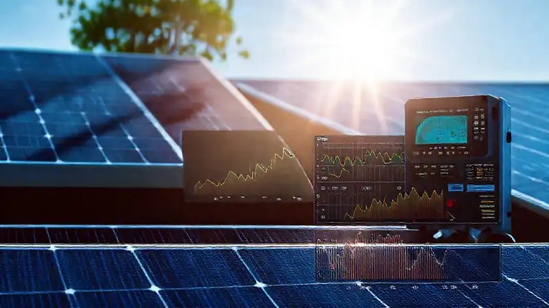 Paneles solares monitorizan energía limpia moderna
