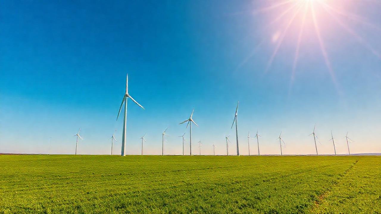 Turbinas de viento iluminan un campo abierto