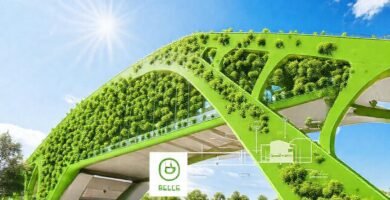 Un edificio ecológico moderno y sostenible