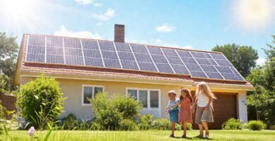 Paneles solares dan energía felizmente