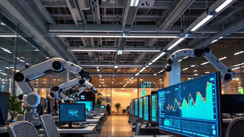 Oficina corporativa futurista y eficiente
