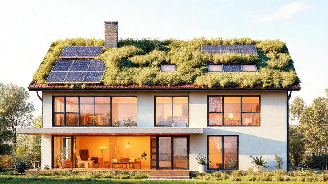 Una casa moderna sostenible irradia calidez