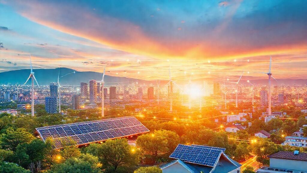 Una ciudad futurista usa energía limpia