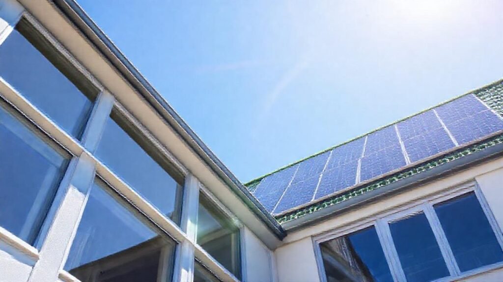 Edificio moderno y eficiente bajo el sol