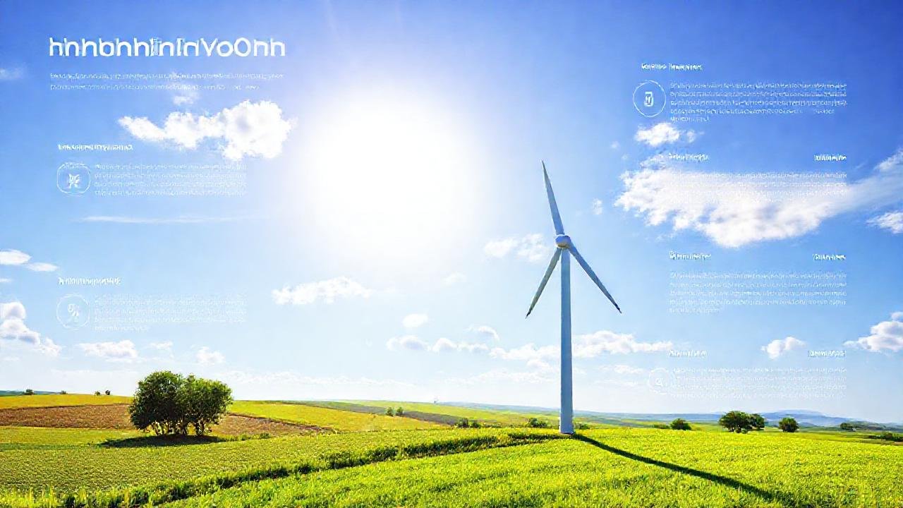 Turbina eólica moderna en paisaje rural