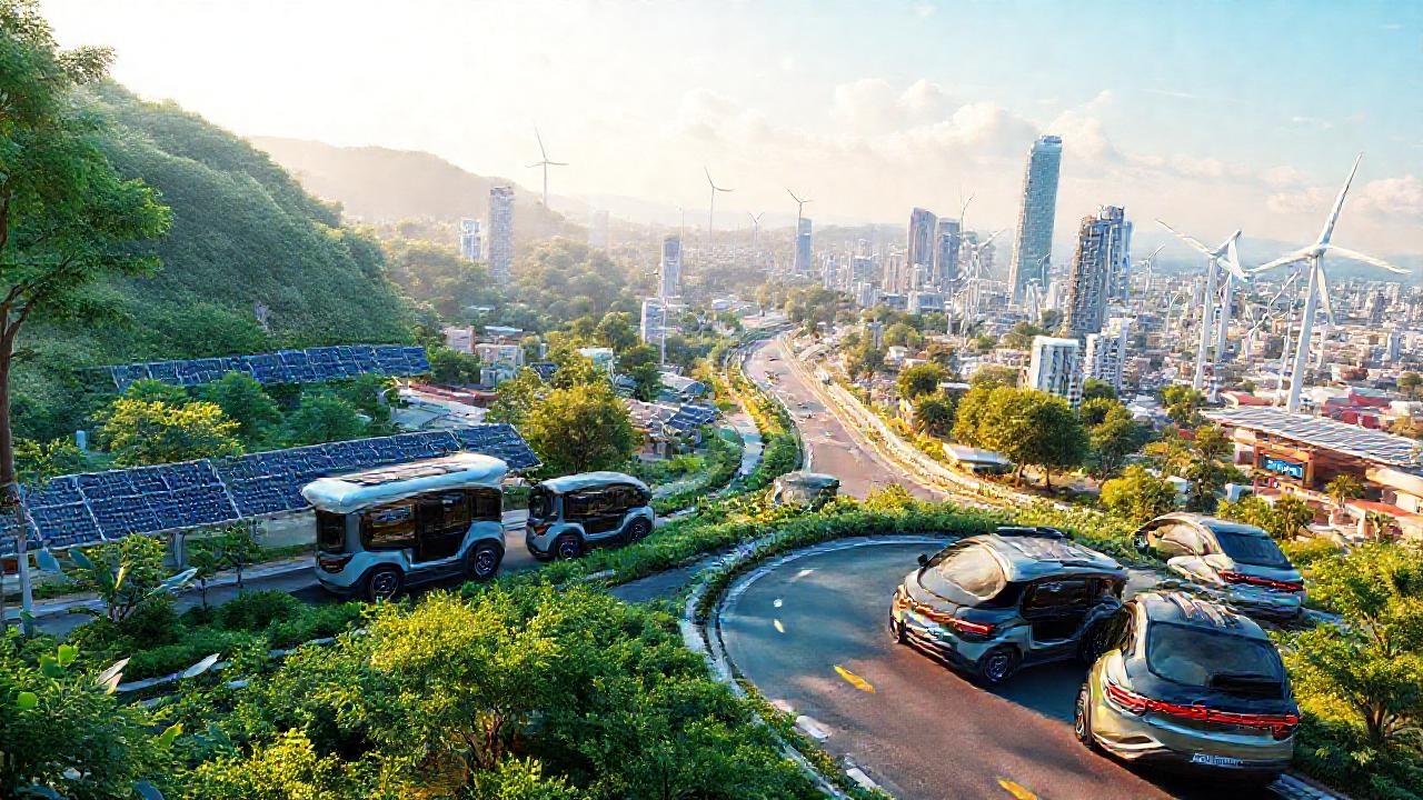 Ciudad futurista con energía limpia