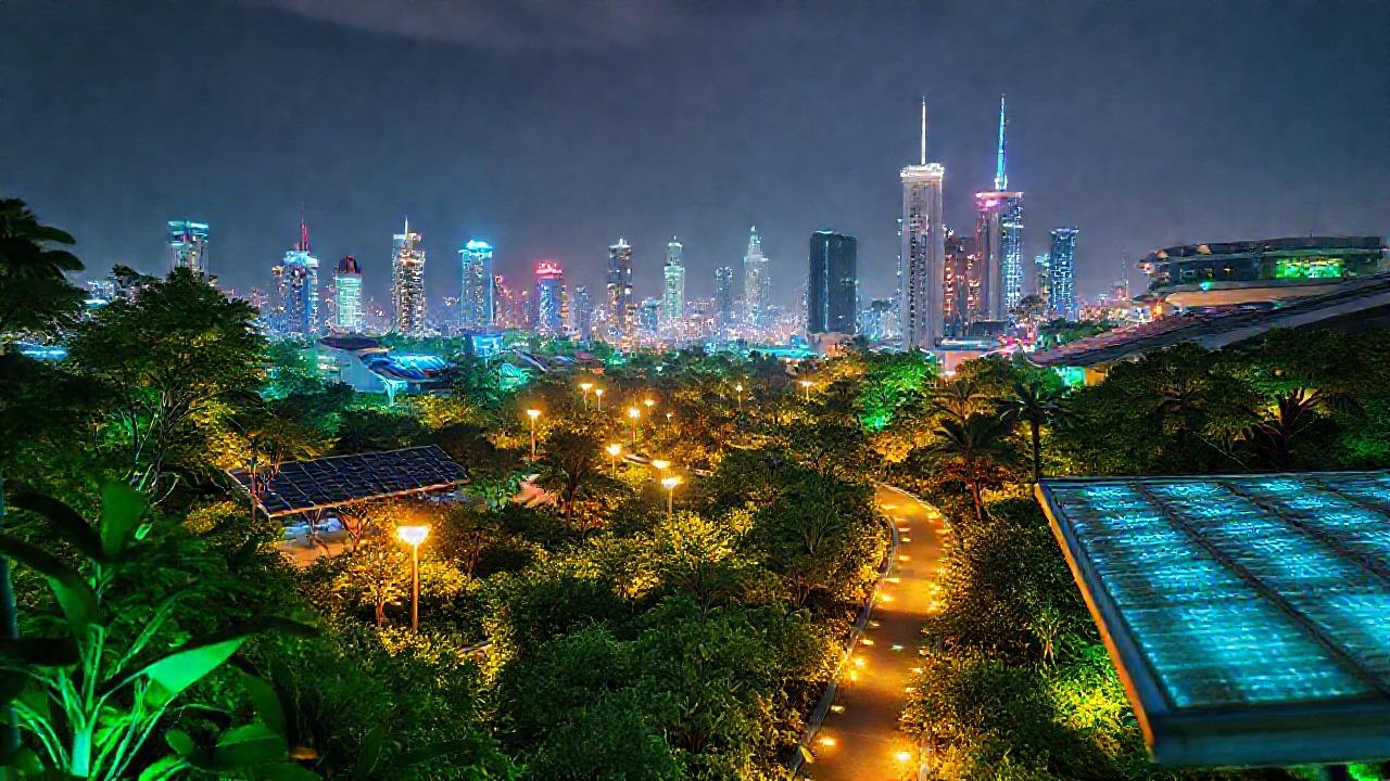 Una ciudad futurista y sostenible brilla