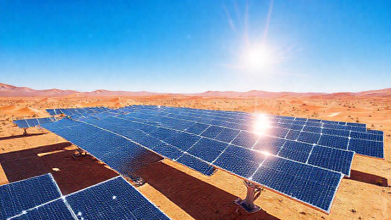 Paneles solares brillan en el desierto
