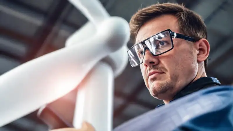Técnico diagnostica turbinas eólicas con profesionalismo