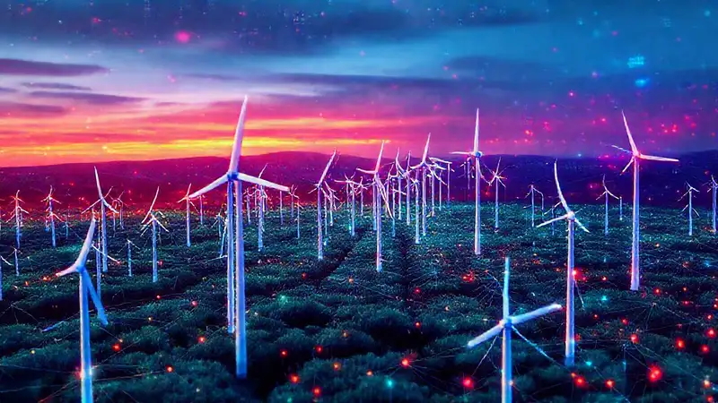 Turbinas eólicas: visualización de datos futurista