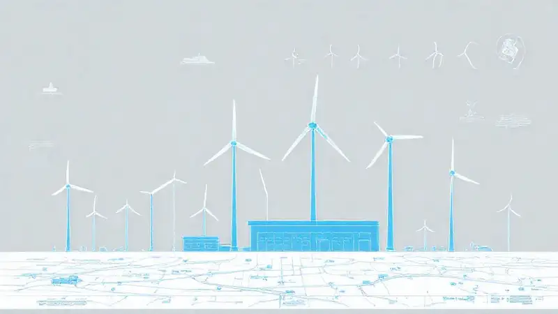 Diagrama técnico de energía eólica futurista
