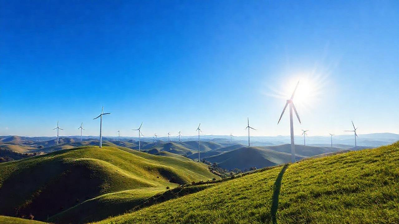 Turbinas eólicas panorámicas generan energía limpia