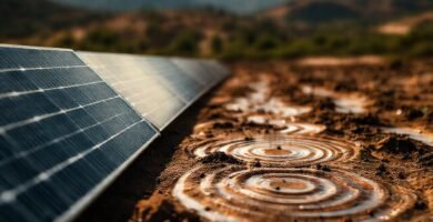 Paneles solares muestran la infiltración acuosa