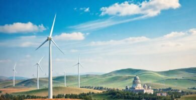 Turbinas eólicas simbolizan energía limpia y esperanza