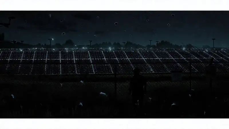 Una granja solar vigilada es sombría
