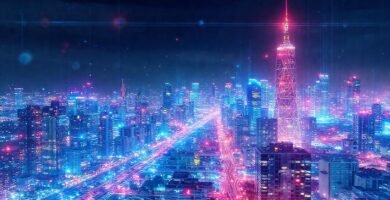 Una ciudad inteligente irradia energía digital