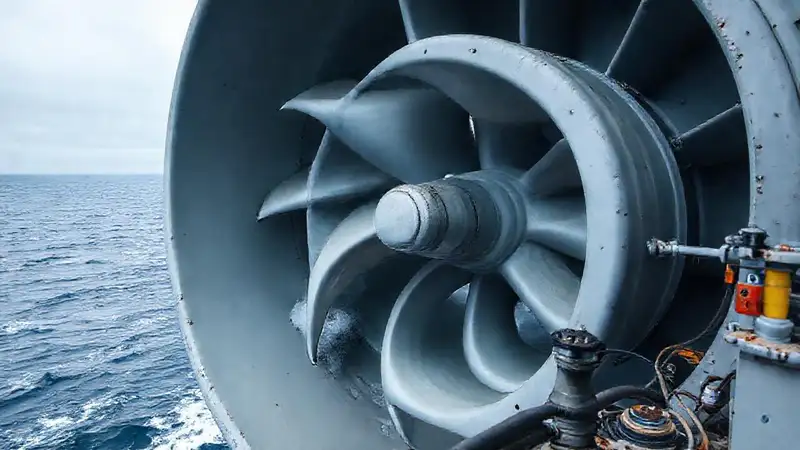 Técnico mantiene turbina en el océano