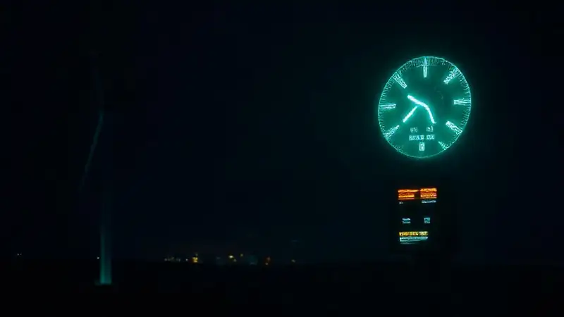 Turbina eólica, advertencia, energía oscura nocturna