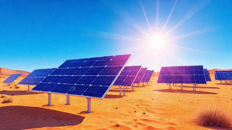 Paneles solares generan energía futurista brillante