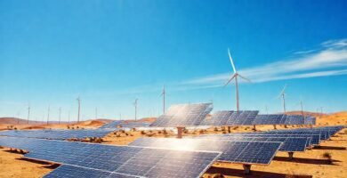 Energía solar futurista ilumina el desierto