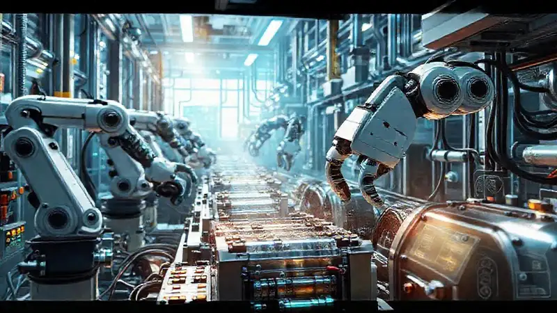 Una planta de reciclaje futurista automatizada emerge