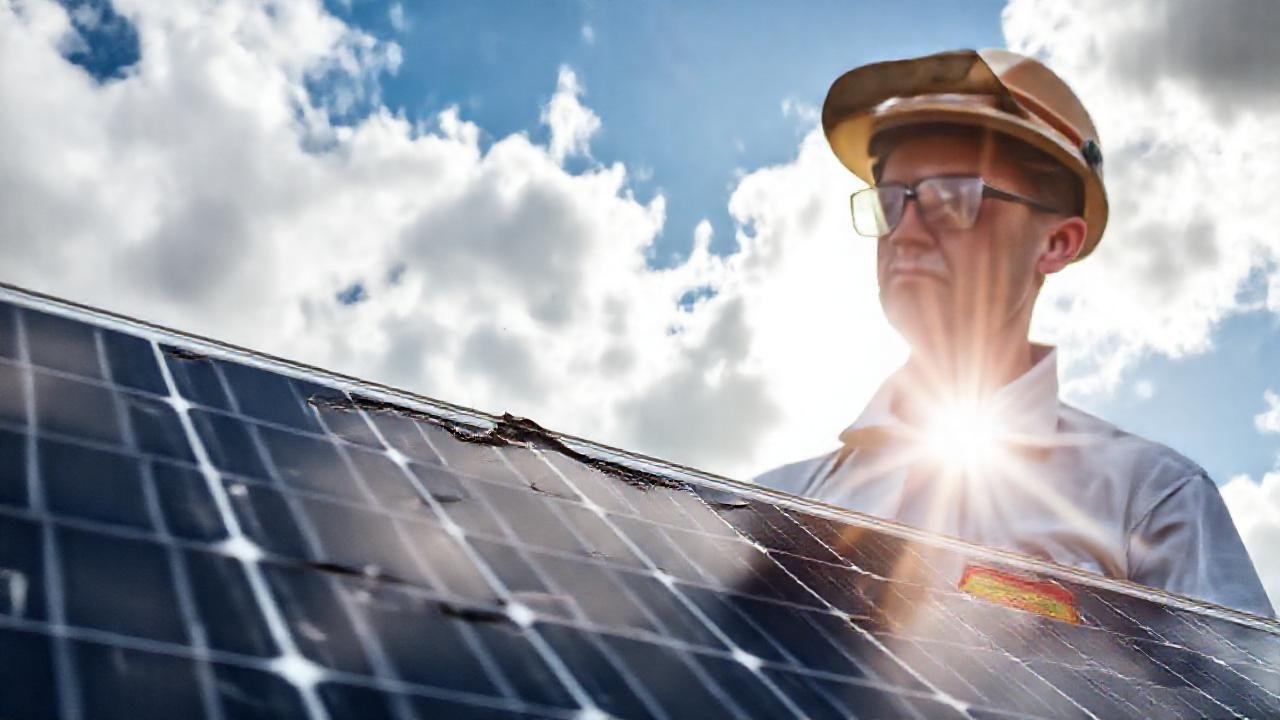 Panel solar dañado necesita reparación urgente