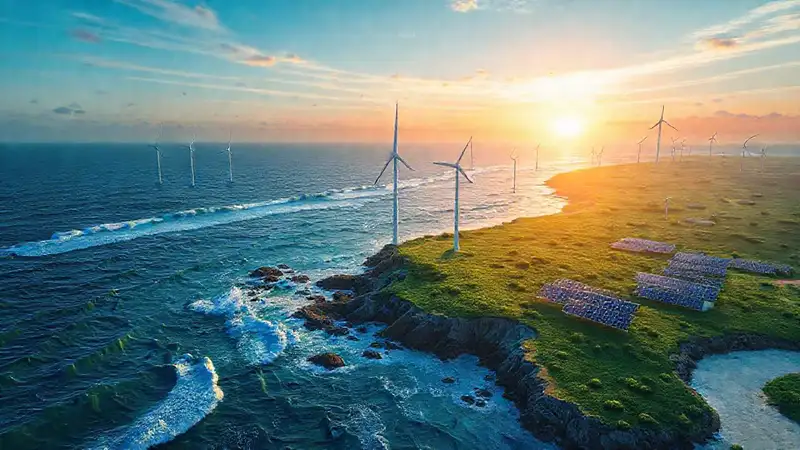 Energía limpia en un paisaje costero