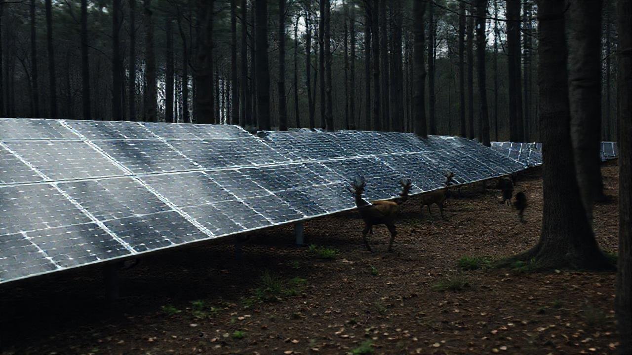 Paneles solares contrastan con la naturaleza sombría