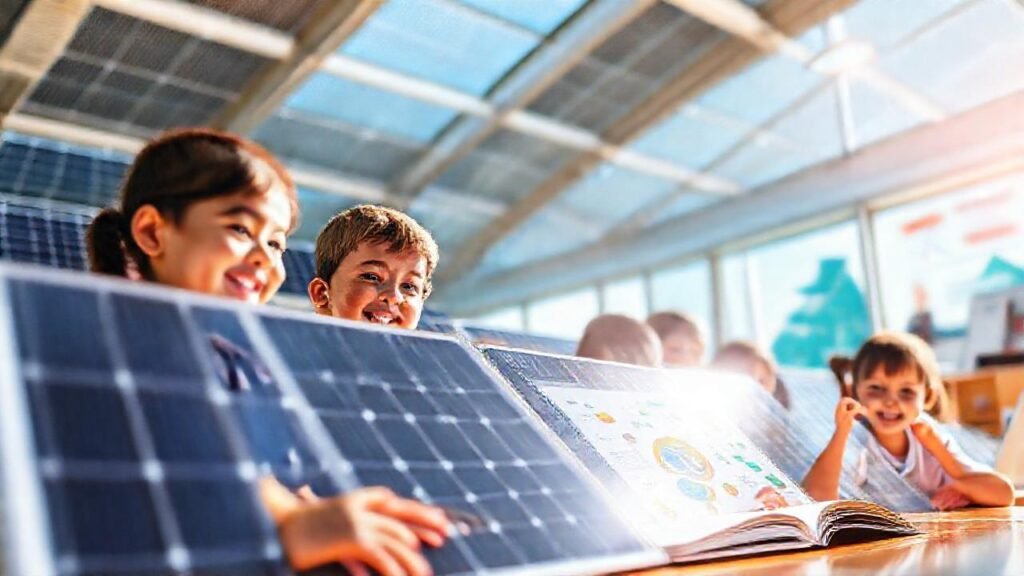 Paneles solares iluminan un aprendizaje feliz