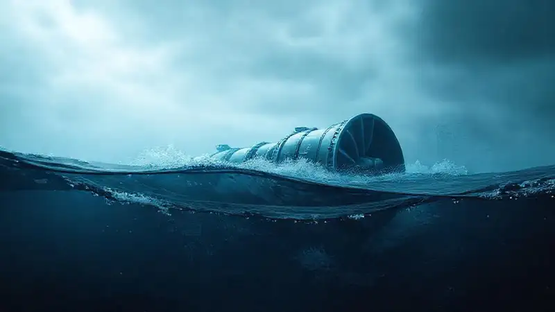 Turbina submarina: arte conceptual dramático
