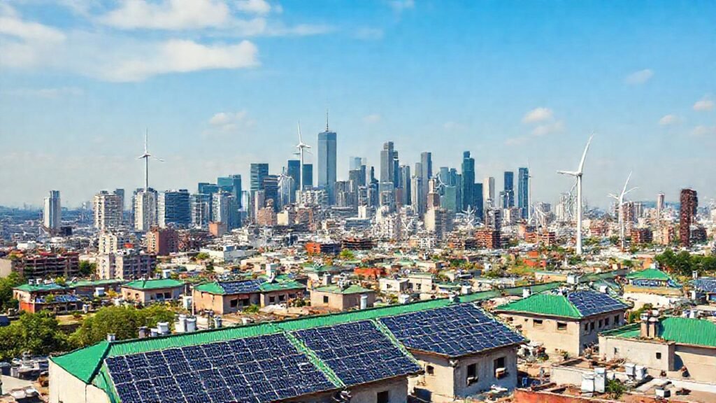 Una ciudad sostenible proyecta un futuro colorido