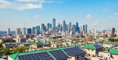 Una ciudad sostenible proyecta un futuro colorido