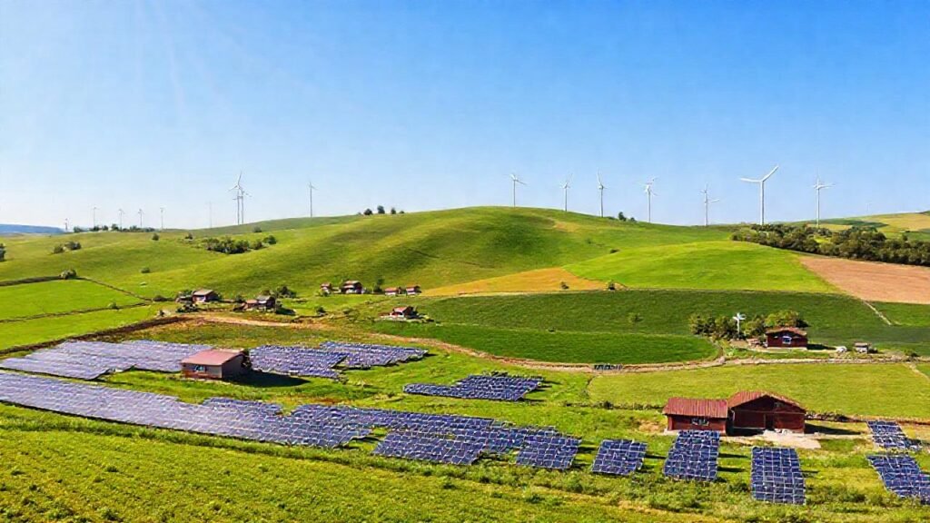 Energía limpia en paisaje rural