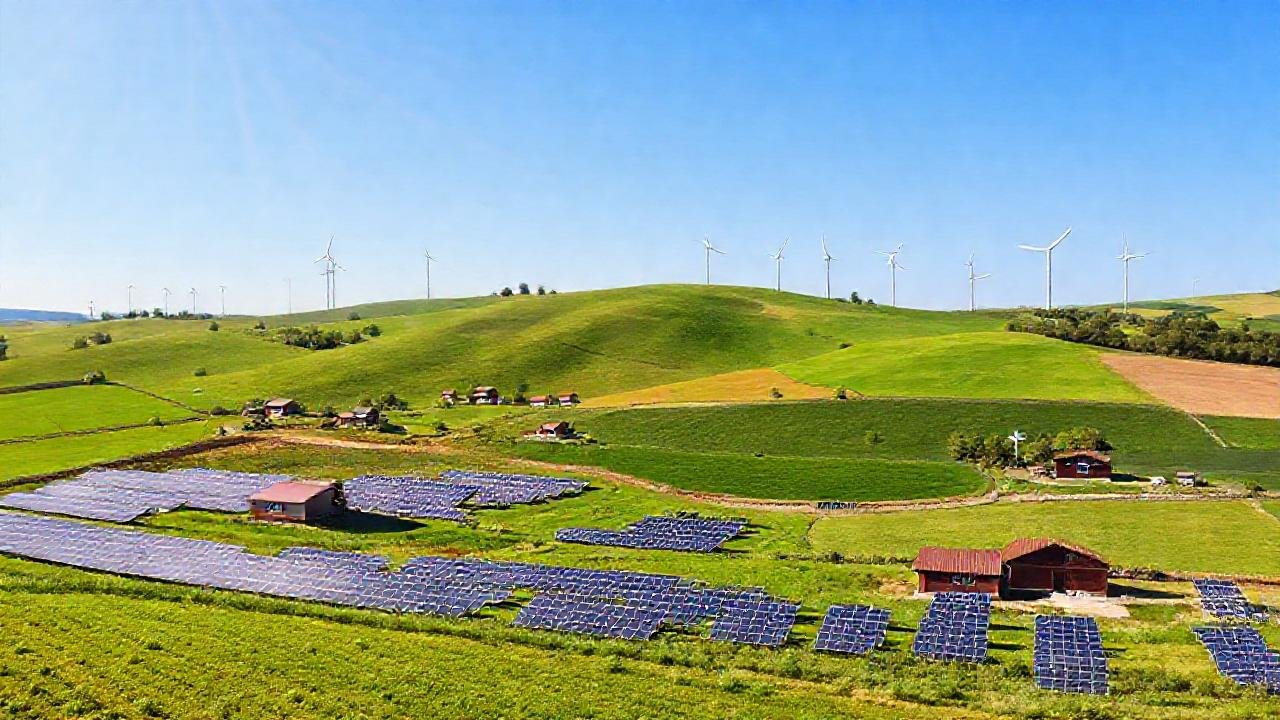 Energía limpia en paisaje rural