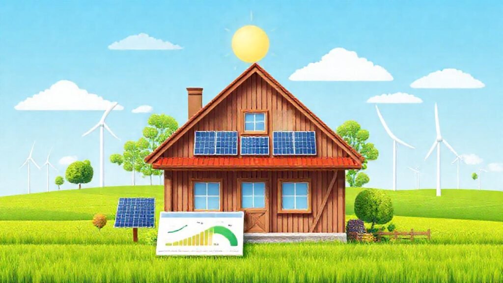 Sostenibilidad moderna en un paisaje limpio