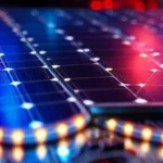 Paneles solares emiten luces futuristas brillantes