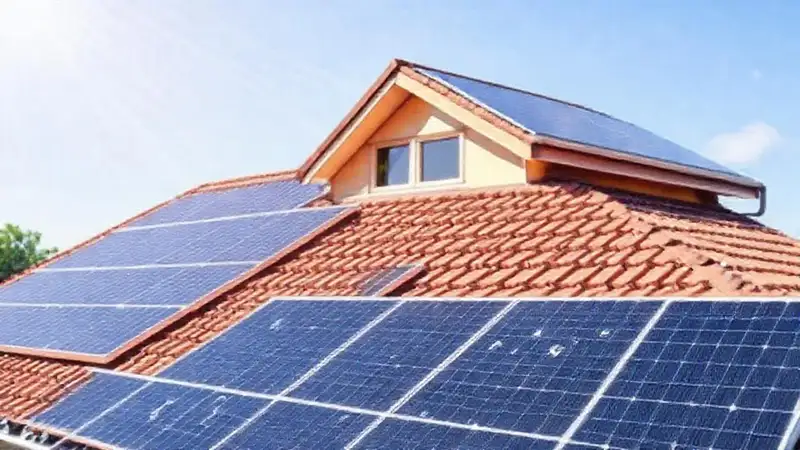 Paneles solares iluminan una casa sostenible