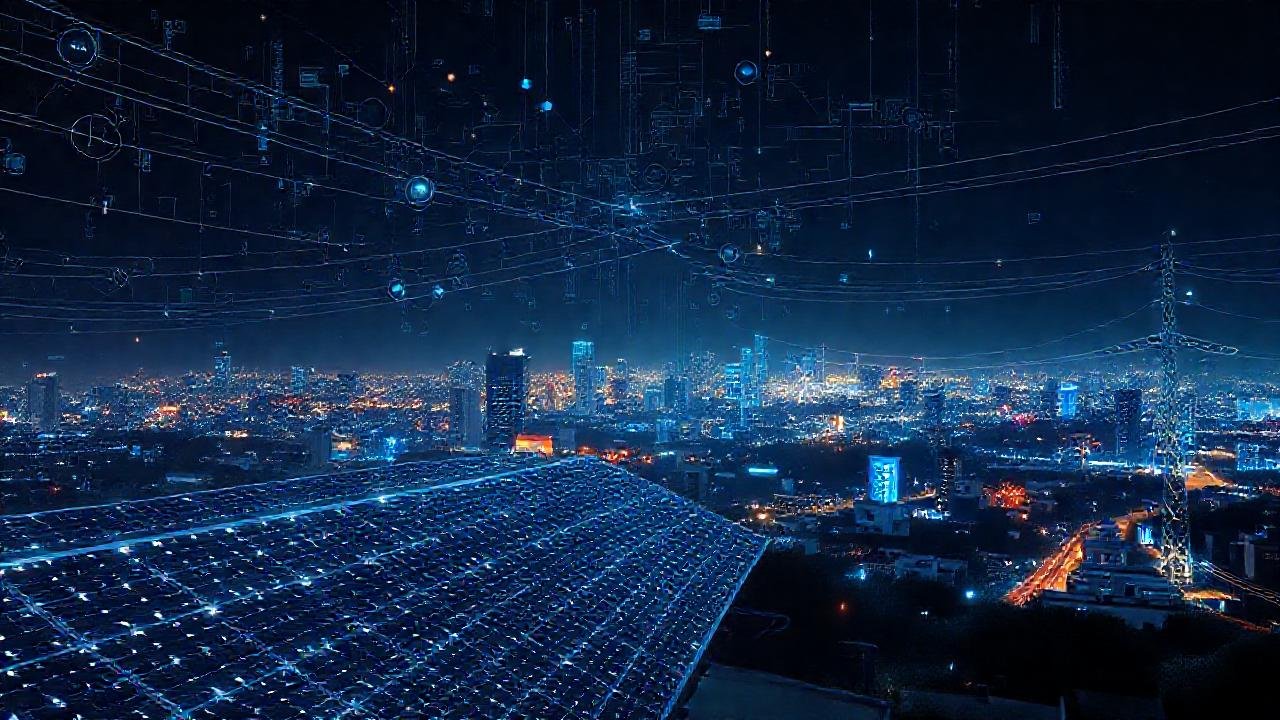 Energía solar ilumina una ciudad futurista