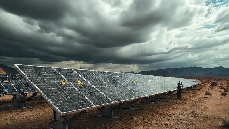 Tecnología solar en un ambiente sombrío