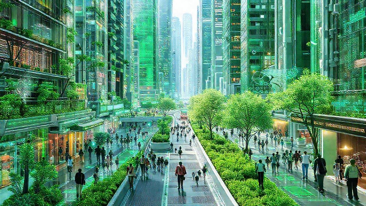 Una ciudad futurista y sostenible brilla