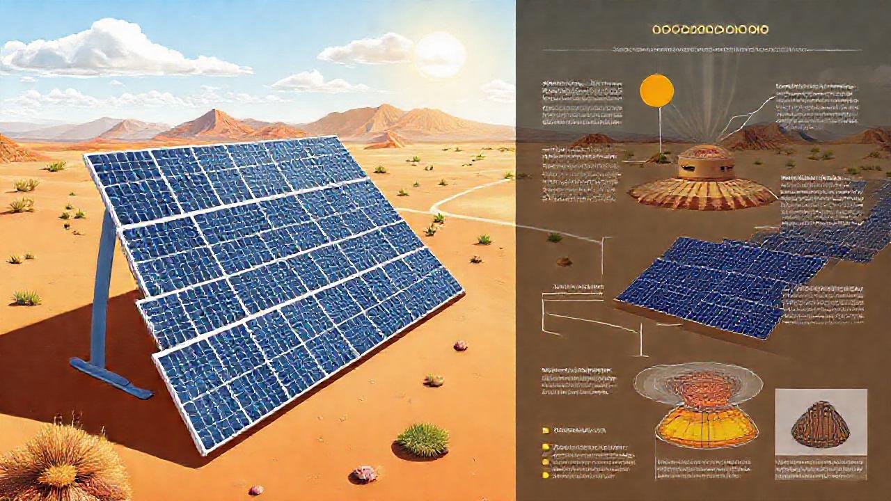 Paneles solares y plantas contrastan visualmente