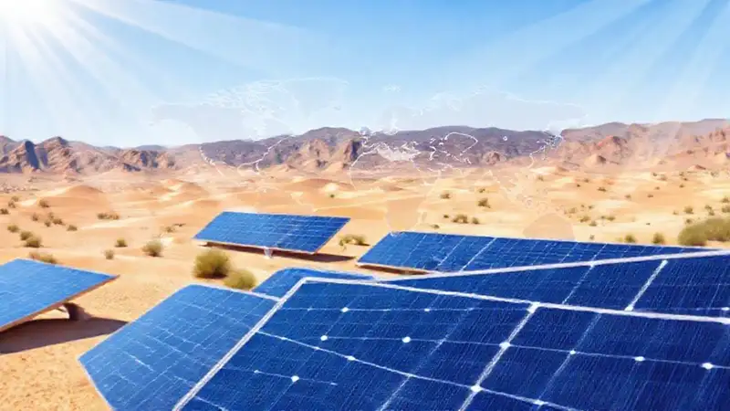 Paneles solares ilustran energía sostenible global