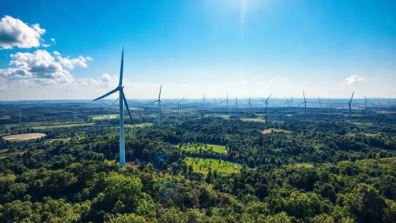Turbina y naturaleza integradas armoniosamente